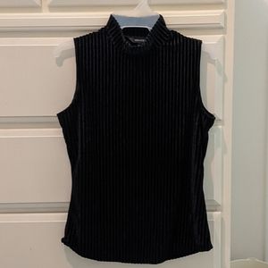 Velvet Ribbed Sleeveless Turtleneck